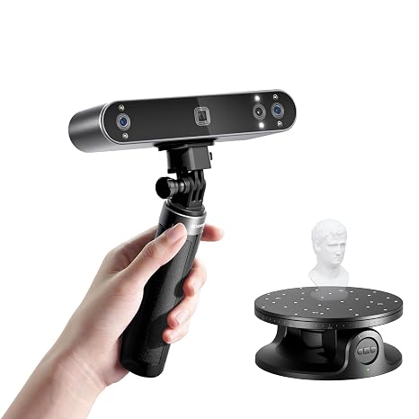 Revopoint POP3 Plus 3D Scanner & Dual-axis Turntable Bundle, Handheld 3D Printer Scanner 0.04mm Precision, Full-Color Scan for Medium Object, Support for Android/iOS/Win/MacOS, Standard