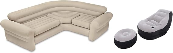 Intex Inflatable Corner Sofa L-Shaped Couch and Ultra Lounge Chair Set