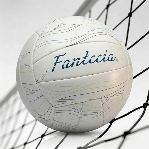 Official Size 5 Leather Soft-Touch White Volley Ball with Pump, Perfect for Indoor, Outdoor, Pool, Beach & Backyard (Deflated)