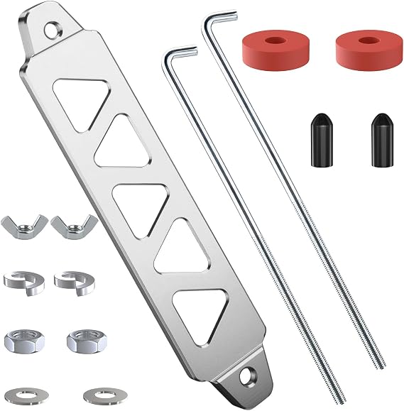 BFXM Aluminum Battery Hold Down, 8.5" Battery Tie Down with 10" J-Bolts Kit