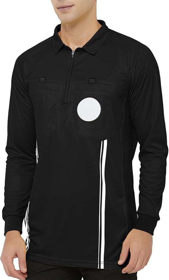 TopTie Men's Official Soccer Long Sleeve Referee Jersey USSF Pro Uniform