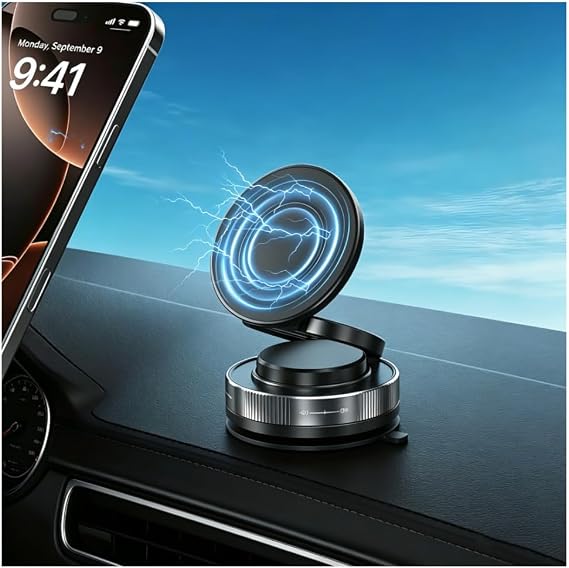 Magnetic Phone Holder Vacuum Suction Car Mount for Dashboard Windshield
