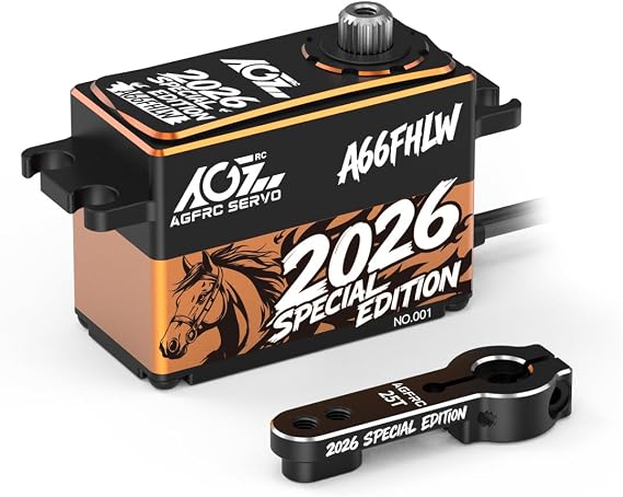 AGFRC 60KG Low-Profile Waterproof RC-Steering-Servo-Motor - 0.100Sec Speed, 4-Pole Brushless Programmable Full Metal Gear Digital Servo for 1/10 RC Cars & Trucks (A66FHLW 2026 Special Edition)
