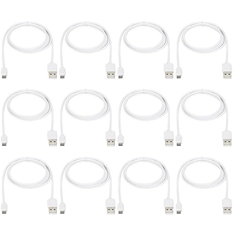 USB A to Micro USB Cable White 3ft, Android Charging Cable 12-Pack Bulk