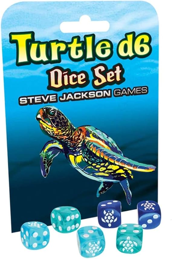 Turtle d6 Dice Set, 6 Pcs, 16mm Six-Sided, Translucent Dice