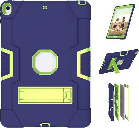 3 in 1 Hybrid Case for iPad Air 3 2019/Pro 2017,10.5",Blue/Yellow Green