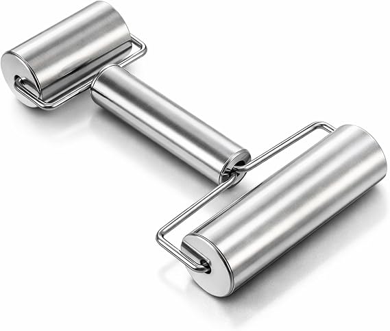 Pizza Roller Stainless Steel Small Rolling Pin Smooth Non Stick Dough Baker Roller Set Metal Kitchen Utensils for Home Kitchen Baking Dough Pie Pastries Pasta Cookies