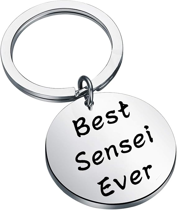 FEELMEM Karate Instructor Sensei Gift Best Sensei Ever Keychain Martial Arts Jewelry Taekwondo Jiu Jitsu Coach Gift