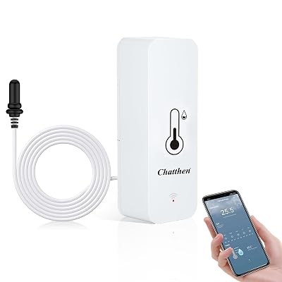 Aquarium Thermometer, Smart Fish Tank Thermometer App Monitor, Free Data Export FahrenheitCelsiusFC, WiFi Hygrometer for Babyroom, Greenhouse, Fish Tank, Refrigerator, White 1 Pack
