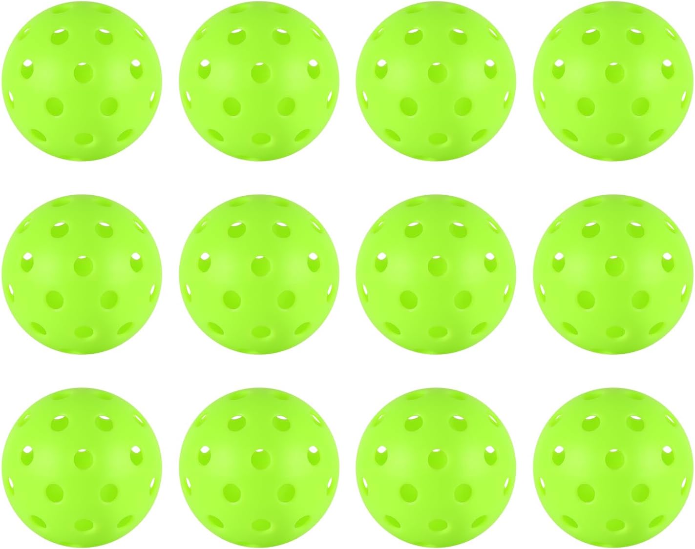 12 pcs Pickleball Balls,40 Holes Outdoor Pickleball balls,8mm Precision Drilled-Spaced Pickle ball Set-Professional Plastic Ball for Pickleballs Paddles and Indoor&Outdoor Floor Sport Court(green)