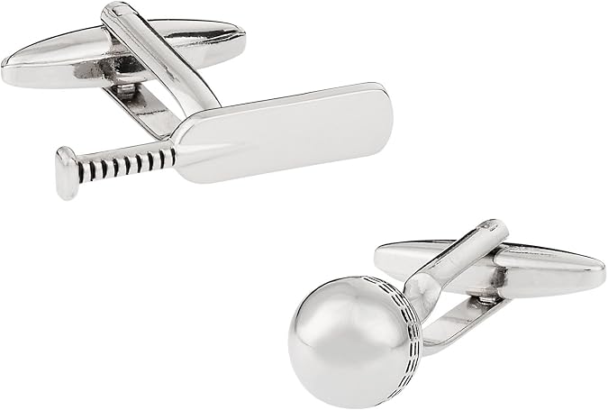 Cuff-Daddy Cricket Bat and Ball Silver Cufflinks with Presentation Box