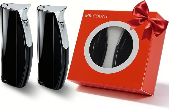 Premium Metal Torch Lighter, 2-Pack Slim Refillable Butane Lighters with Ergonomic Trigger, Pocket Windproof Ignition Tool for Candles, Camping, and Gifts - Butane Not Included (Black)