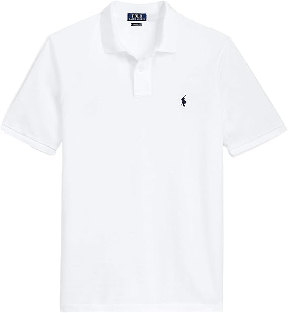 Polo Ralph Lauren Classic Fit Mesh Pony Logo Polo Shirt (L, BasicWhite)