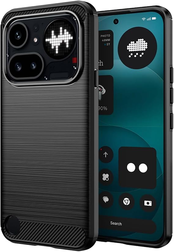 Microcase Nothing Phone 4A Pro ile Uyumlu Brushed Carbon Fiber Silikon Kılıf - Siyah AL3332