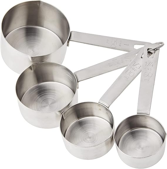 de Buyer Stainless Steel Measuring Cups - Set of 4 - Measure & Combine Wet & Dry Ingredients - Easy to Use & Store - Dishwasher Safe