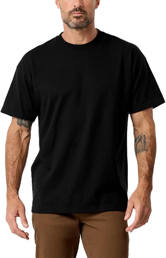 Heavyweight T Shirts for Men Boxy Oversized 100% Cotton Thick Tees S-3XL
