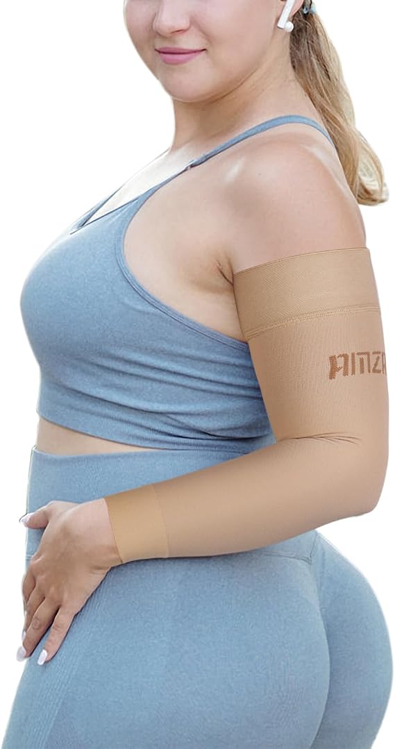 AMZAM® Medical Compression Arm Sleeve for Women & Men, 20-30 mmhg Graduated Compression Brace with Silicone Band for Pain Relief, Lymphedema, Edema, Swelling, Arthritis