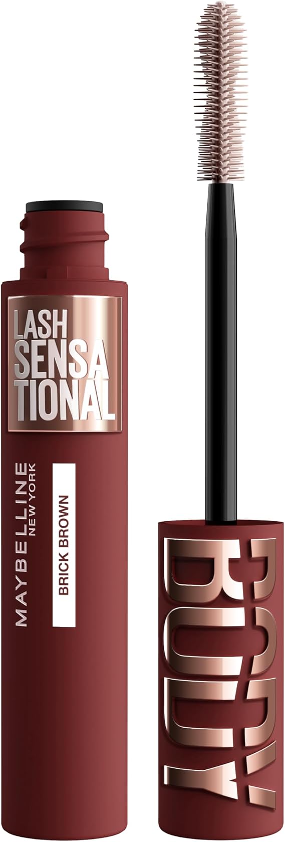 Maybelline Brown Mascara, Lash Sensational Body Mascara, Volumizing up to 24H Lift, Smudge-resistant, Flake-resistant, Clump-resistant, Suitable for Sensitive Eyes, Shade: Brick shade
