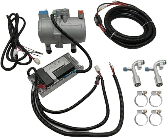 12 volt Electric Power AC Scroll Compressor Set for 12 V Rooftop Air Conditioner Camper Air conditioner Car Truck Bus RV AC Unit