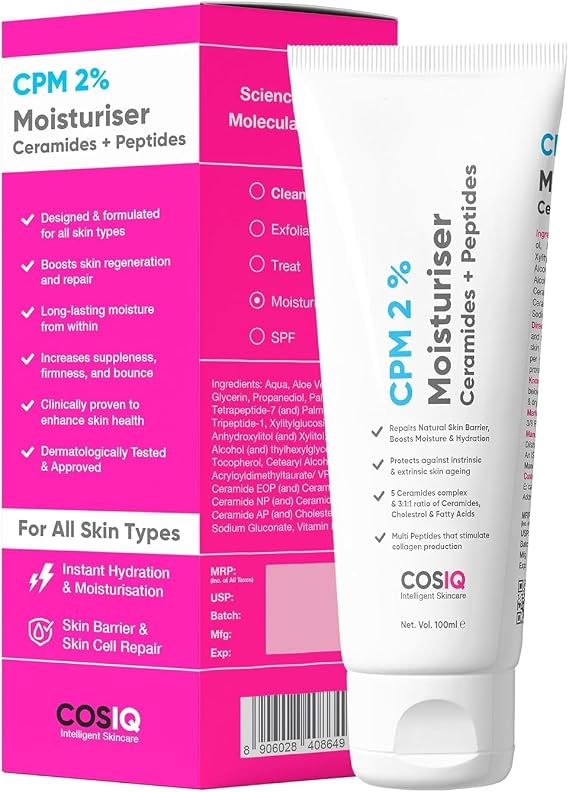 Ceramides Moisturizer with Peptides for Intense Moisturizing and Skin Strengthening | Barrier Repair Cream | For Oily, Dry, Normal & Sensitive Skin | 100ml