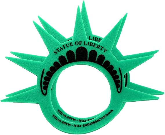((PACK OF 2) Fun Statue of Liberty Crowns Hats Visors and Caps. (Made in USA) Liberty Costume Hats for New York City Theme Parties Green