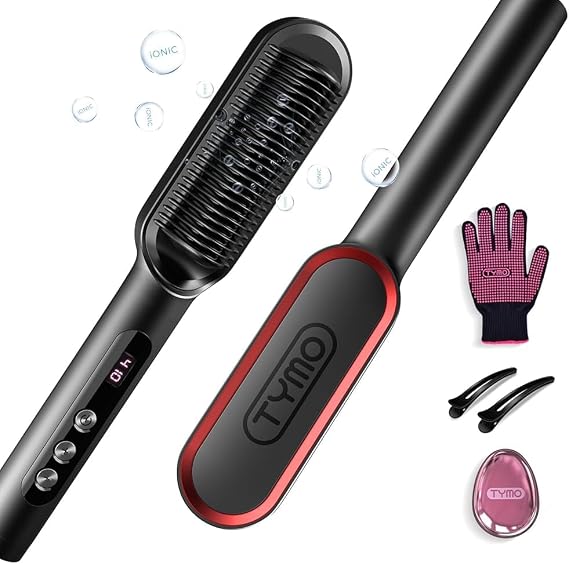 TYMO Ring Plus Hair Straightener Brush - Ionic Anti-Scald Straightener