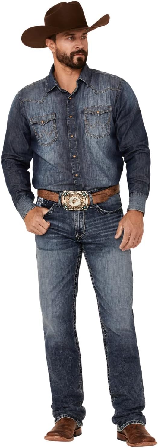 Cinch Men's White Label Medium Stonewash Performance Stretch Relaxed Straight - Mb92834045