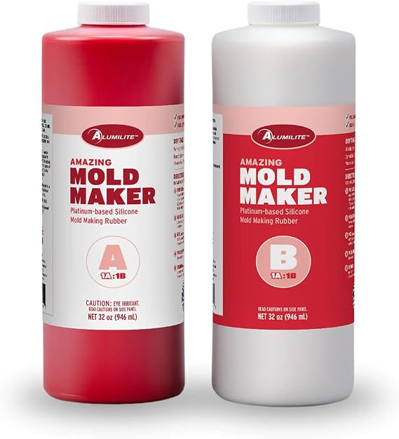 Alumilite Amazing Mold Maker Silicone Rubber 64 Oz, 30-Min Demold | Fast-Curing Platinum Silicone Rubber for Detailed Molds. Food Safe, Great for Wax, Soap, Coasters, Jewelry & Resin Crafts