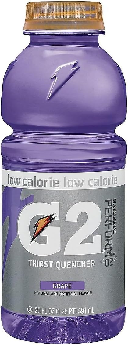 Gatorade G2 Perform 02 Low-Calorie Thirst Quencher, Grape, 20 Oz Bottle, 24/carton