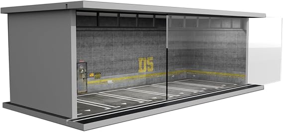 Hot Wheels Display Case - 1/64 Scale Diecast Model Car Display Case with LED Lights and Acrylic Cover, Hot Wheels, Parking Garage, Diorama, 6 Parking Spaces