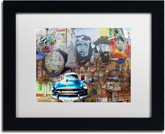Trademark Fine Art MA0851-B1114MF Havana Club II by Alberto Lopez, White Matte, Black Frame 11x14-Inch