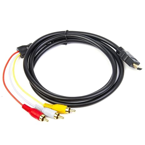 HDMI to RCA Cable, HDMI Male to 3 RCA Video Audio AV Cable Adapter Transmitter (No Single Conversion Function), One-Way Transmission from HDMI to RCA for TV HDTV DVD - 5ft/1.5m, Black