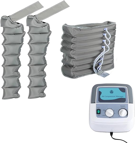Electric Leg Air Compression Massager,Lipedema Legs Treatment Massager,8-Cavity Leg Massagers Pneumatic Wave Device Pressotherapy Boots Relax Instrument,Lymphedema Pump,Pressotherapy Boots (Grey