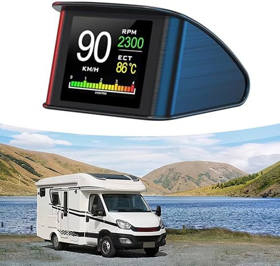 HUD Head Up Display for Car with 26" TFT LCD, Digital OBD Speedometer & RPM Monitor, Overspeed Alarm, Error Code Diagnostics, for MPH/KMH Switchable, Compatible with 12V Vehicles, Black (73x68x46 mm)