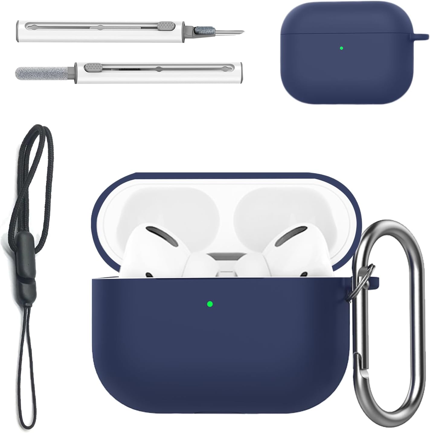 Apple AirPods Pro 3 Pro 3rd 用 ケース - 液体シリコン 全面保護カバー 有線&ワイヤレス充電対応 指紋防止 防塵 耐衝撃 肌に優しい質感 ドラックブルー