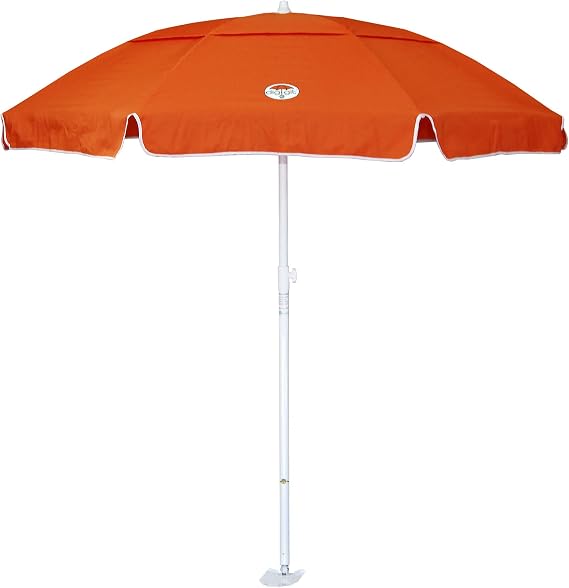dig-git Beach Umbrella Assembled in the USA, 7ft Large 8 Panel Concession Grade Canopy with Valance Windproof Vent, 600-hour fade resistance.  with the Dig-git Universal Base Post ASTM F3681-25 Compliant with anchor, Heavy Duty Umbrella Carry Bag, No Tilt