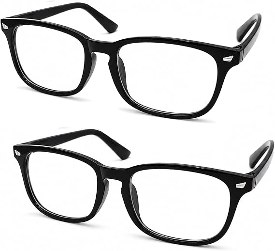 2 Pack Blue Light Blocking Glasses for Women Men, Lightweight Anti Glare Computer Glasses, Fashion Clear Lens Gaming Glasses for Eye Strain Relief and UV Protection