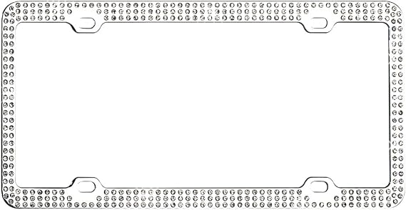 Valor LPF2CC003WIT License Plate Frame with Crystals, White