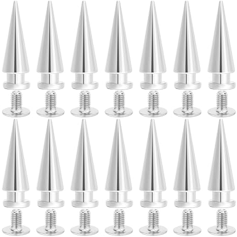 GORGECRAFT 1 Box Silver Cone Spikes Spike and Studs 20mm Metal Cone Punk Round Screwback Stud 30 Sets Long Leathercraft Tree Spikes Leather Rivets for Clothing Rock Style Jackets Shoes DIY Crafts