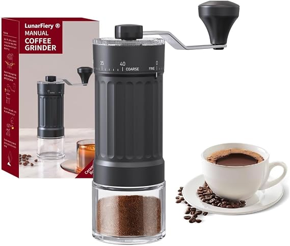 Conical Ceramic Burr Manual Coffee Grinder, 40 External Adjustable Grind Levels, 320g Portable Hand Crank Coffee Bean Mill for Home Camping Office, Espresso French Press Moka Pot Pour Over
