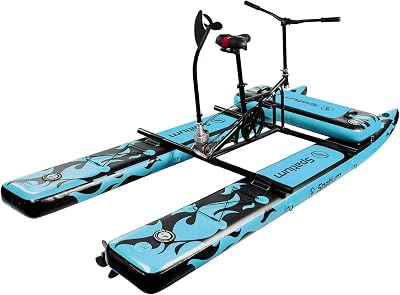 Spatium Water Bikes for Lake Inflatable Water Bike 3.0 Adult Inflatable Pontoon Water Bicycle 3-bladed Propeller One-Piece Rear Gear SUP Water Bike with Inflatable Mat