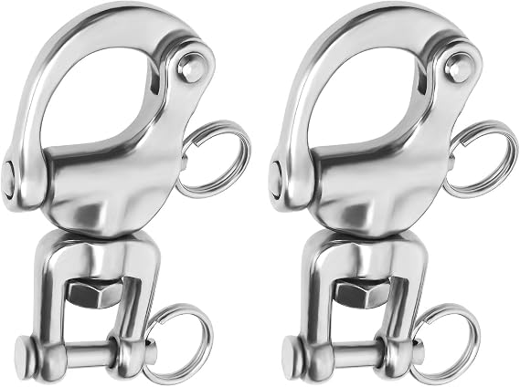 2Pcs 316 Stainless Steel Snap Shackles Heavy Duty Swivel Eye Snap Shackle Marine Swivel Shackle for Sailboat Spinnaker Halyard 70mm, Silver