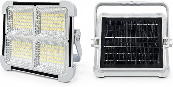 200W Solar LED Projektör, 3 Renk Işık Modlu Şarjlı Kamp Lambası, USB Girişli Güneş Panelli Acil Durum Işığı İP44 [Enerji Sınıfı E]
