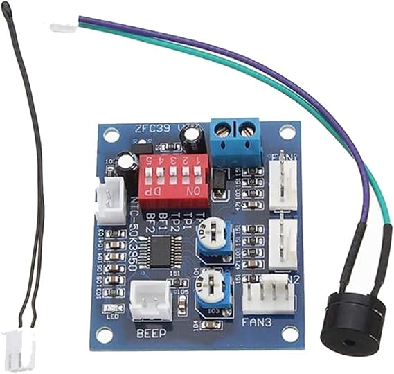HiLetgo DC 12V 5A PWM PC CPU Fan Temperature Control Speed Controller Board Speed Controller Temperature Probe Buzzle