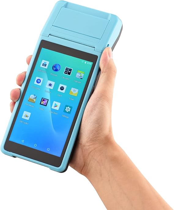 HXBER Mobile Pos Terminal, All in One Handheld PDA Printer Smart POS Terminal Wireless Portable Printers Intelligent Payment Terminal Function BT/WiFi/USB OTG/ 3G Communication