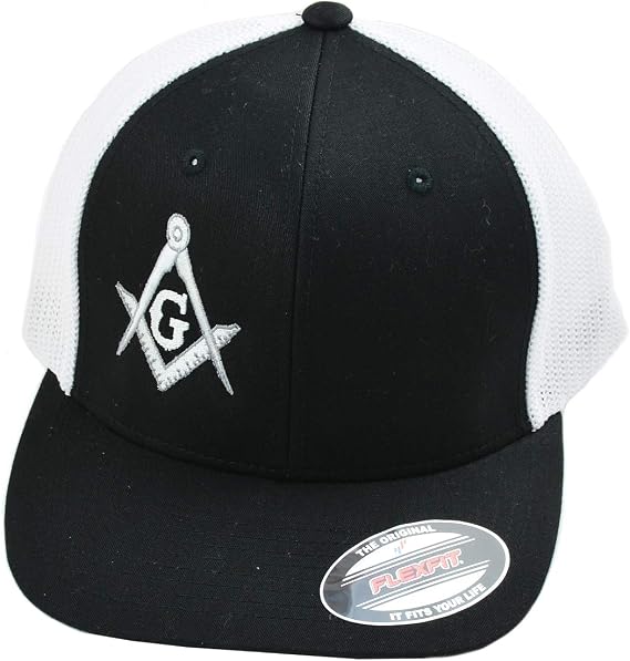 Silver Square & Compass Embroidered Masonic Adult Trucker Hat