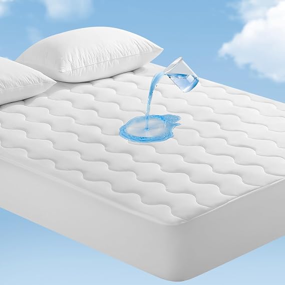 Elegear Cooling Mattress Pad for Hot Sleepers, Waterproof Cooling Mattress Protector Cold Mattress Cover Waterproof Bed Cover Queen Size Deep Pocket Fit Up to 16"