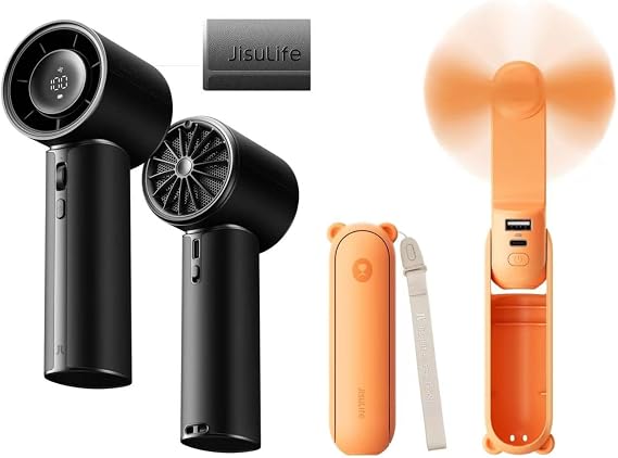 JISULIFE 3 IN 1 Mini Portable Fan & Handheld Fan Pro1 Mini, Elite PU Leather, 30 Hour Cooling Power
