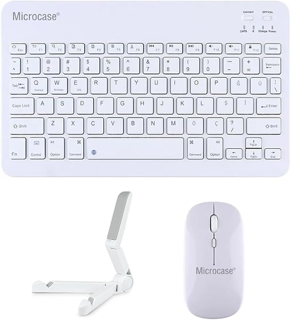 Microcase Huawei Matepad 11.5 S 2026 ile uyumlu Türkçe Bluetooth Klavye+Mouse+Tablet Standı Beyaz AL5166