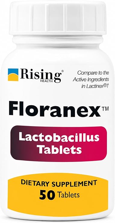Rising Health FloranexTM Lactobacillus Probiotic Dietary Supplement Tablets for Digestive & Gut Health, Daily Probiotic Support - 50 Tablets